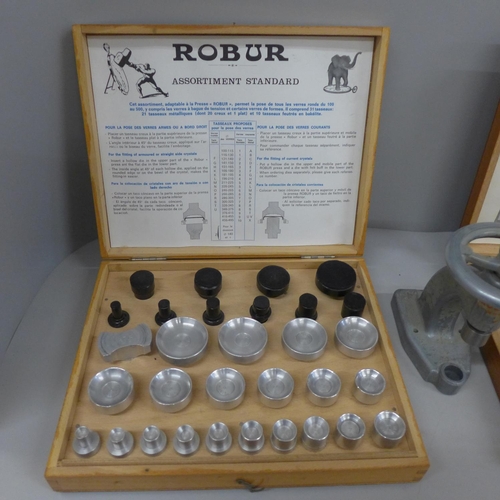 826 - Watchmaker's tools:- a Robur set of watch presses x2