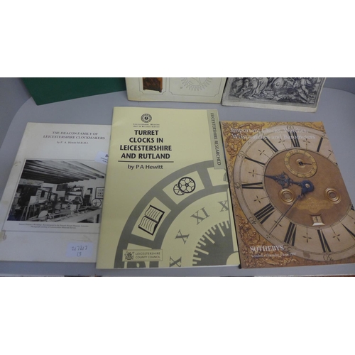 843 - Horological books:- Turret Clocks in Leicestershire and Rutland, The Deacon Family of Leicestershire... 