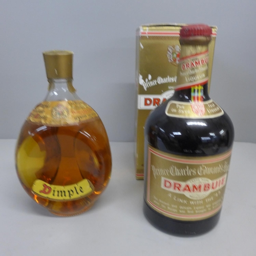 849 - A bottle of Dimple De Luxe scotch whisky and a bottle of Prince Charles Edward's Drambuie liqueur