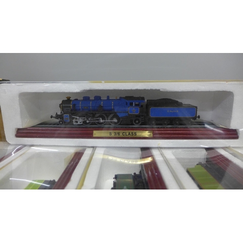 853 - Seven model locomotives and tenders for display