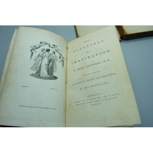 868 - Two 18th Century books; The Pleasure of Imagination, Mark Akenside, M.D., 1795, and The North Briton... 