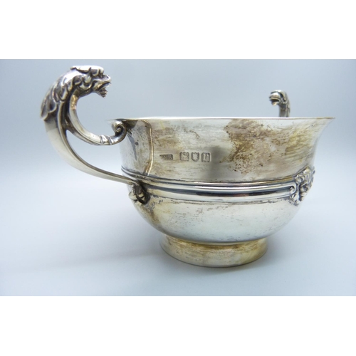 894 - A silver and two handled bowl, inscribed '22nd July 1912', 190g