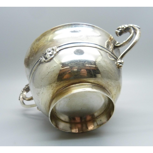 894 - A silver and two handled bowl, inscribed '22nd July 1912', 190g