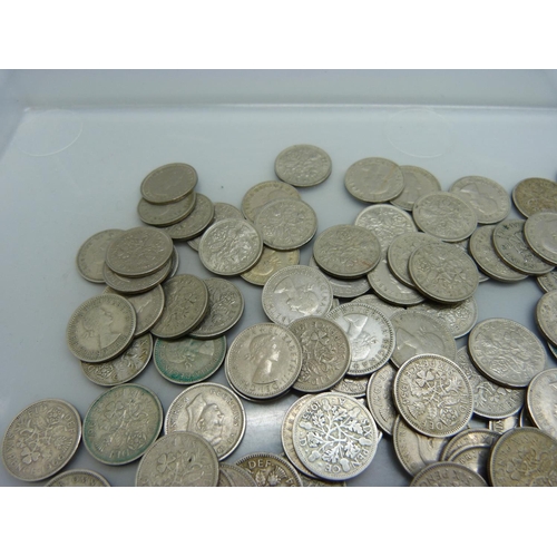 933 - A collection of Queen Elizabeth II six pence coins