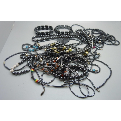 934 - A collection of haematite jewellery