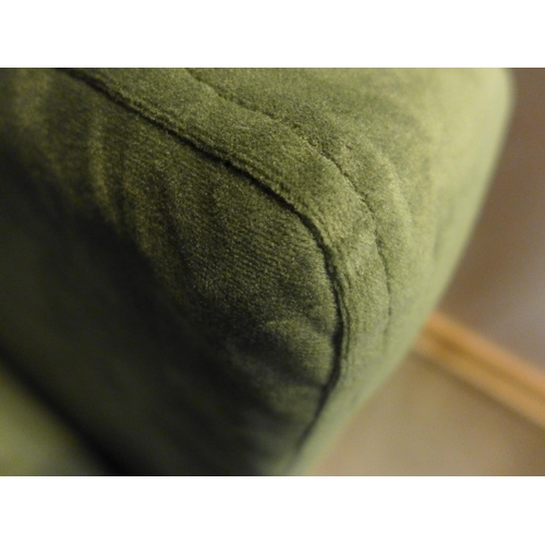 1358 - A forest green velvet pinched back two seater sofa