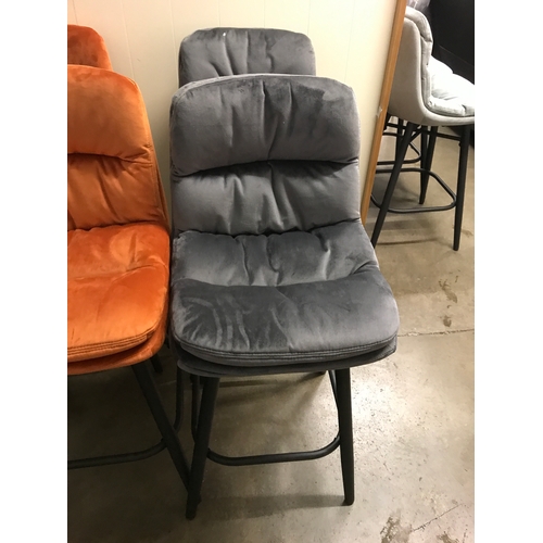 1375 - A pair of Enderson dark grey velvet bar stools