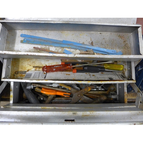 2031 - 2 toolboxes containing a mixed quantity of tools including saw blades, screwdrivers spanners and mor... 