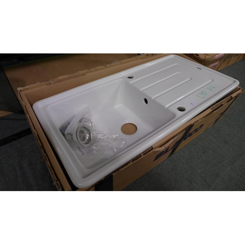 3030 - Blanco Tolon XL 6S White Ceramic Single Bowl Sink (Cracked) (500x1000), original RRP £315.84 inc. (3... 