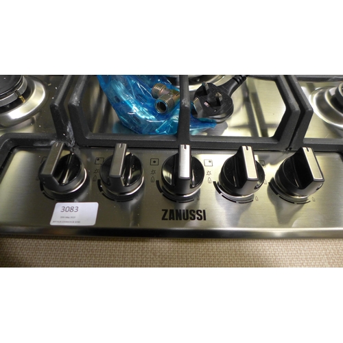 3083 - Zanussi Gas 5 Burner Hob, original RRP £265.83 inc. VAT (H40xW744xD510) (Model: ZGNN755X) (394-28) *... 