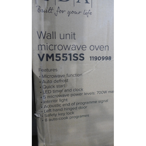 3087 - CDA Stainless Steel Wall Microwave (700W) (H382xW595xD300) (Model: VM551SS) (391-144) *This lot is s... 