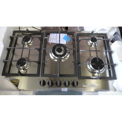 3288 - Zanussi 5 Burner Gas Hob (H48xW857xD520), original RRP £332.50 inc. VAT - model:- ZGNN955X (394-43) ... 