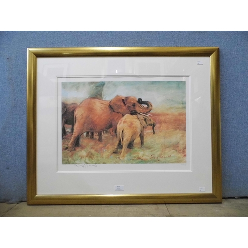 428 - A signed Rolf Harris limited edition print, Tsavo Orphans, Kenya, no. 372/695, framed