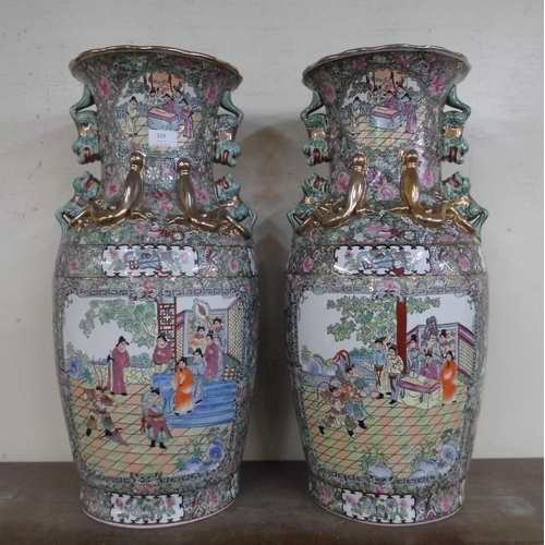 463 - A pair of Chinese famille verte porcelain vases