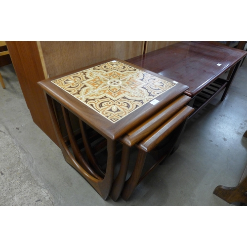 141 - A G-Plan Astro teak and tiled top nest of tables