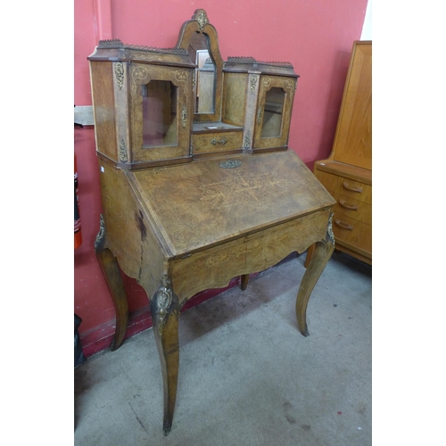 184 - A Victorian inlaid walnut and gilt metal mounted bureau de dame