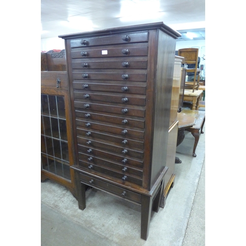 192 - A Victorian style beech fifteen drawer collectors cabinet