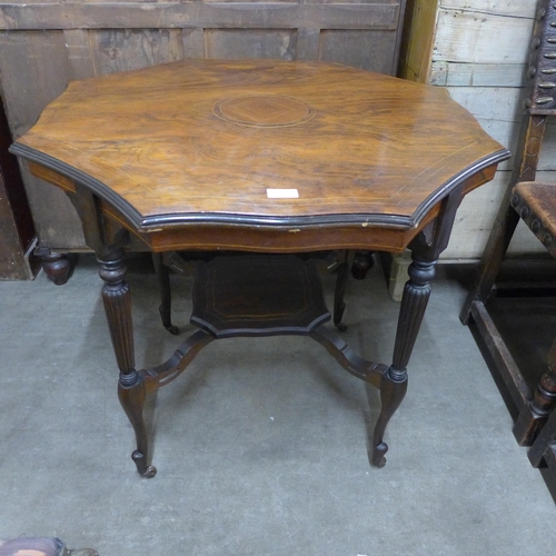 222 - A late Victorian inlaid rosewood octagonal centre table