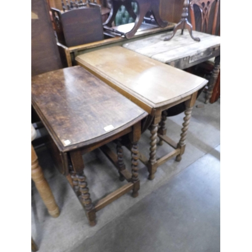 308 - Two oak barleytwist gateleg tables