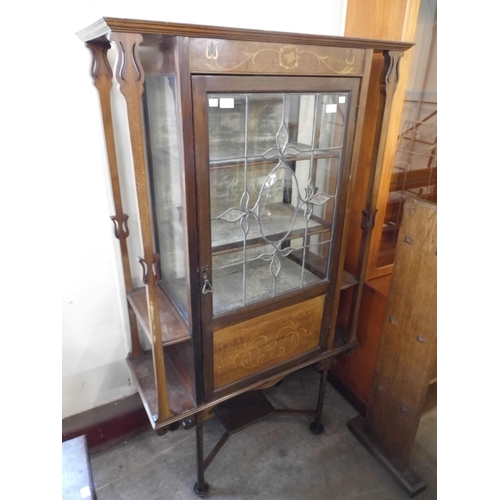 316 - An Art Nouveau inlaid mahogany display cabinet, manner of Shapland & Petter