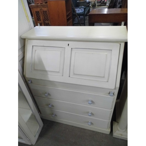 325 - A painted bureau bookcase and a cupboard