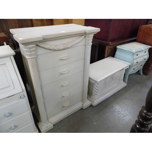 326 - A painted chest of drawers a blanket box