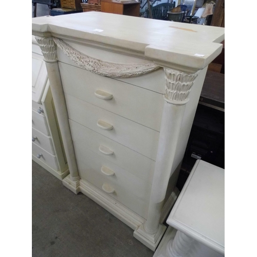 326 - A painted chest of drawers a blanket box