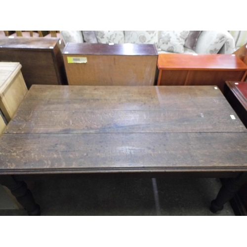 336 - A Victorian oak two drawer farmhouse kitchen table