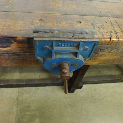 368 - A stained pine work bench