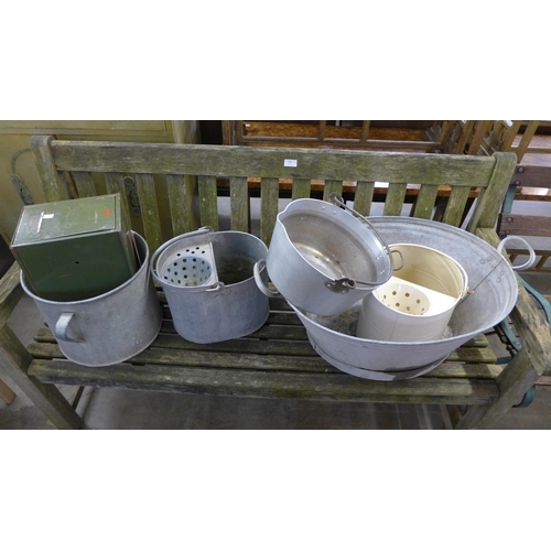 372 - Galvanised buckets, metalware, etc.