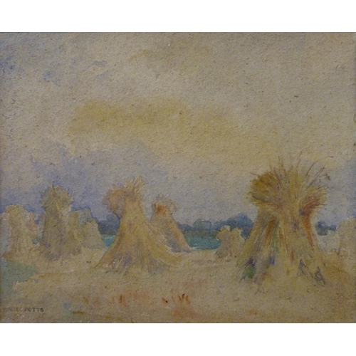 414 - Walter Potts (1883-1965), The Harvest, watercolour, framed