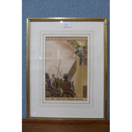 419 - Herbert Green, The Windmill, watercolour, dated 1908, framed