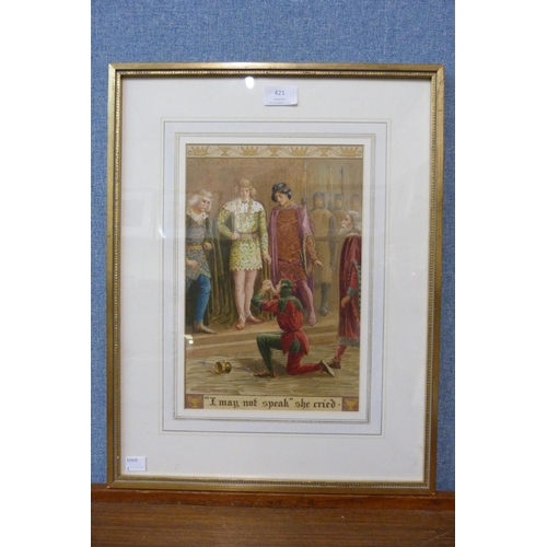 421 - Herbert Green, The Court Jester, King Arthur, watercolour, dated 1909, framed