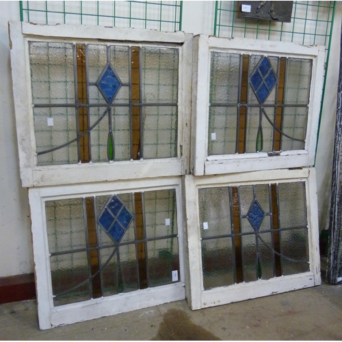 480 - Four Art Deco stained glass windows