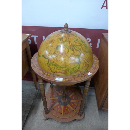 51 - A terrestrial globe cocktail cabinet/trolley