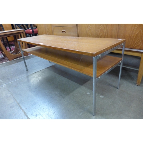 59 - A teak and chrome two tier rectangular coffee table