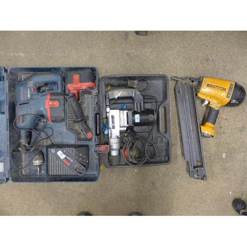 2016 - Powerbase P13850RHD rotary hammer drill, Bosch GBH 24v drill 7 Bostitch nail gun