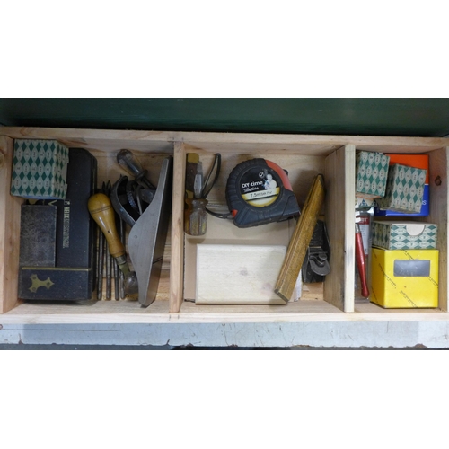 2063 - Tool chest for household maintenance & DIY projects with a quantity of hand tools including hand dri... 