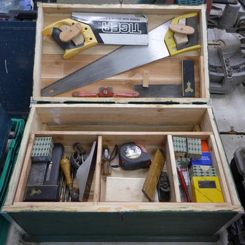 2063 - Tool chest for household maintenance & DIY projects with a quantity of hand tools including hand dri... 