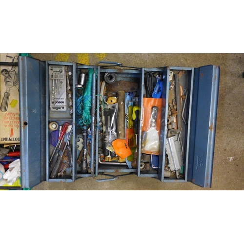 2066 - Metal tool box containing mixture of hand tools & one other box of tools