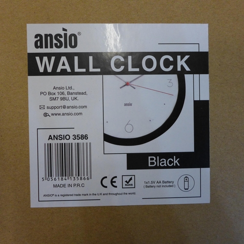 2097 - 3 Ansio 30cm round digital wall clocks - sealed