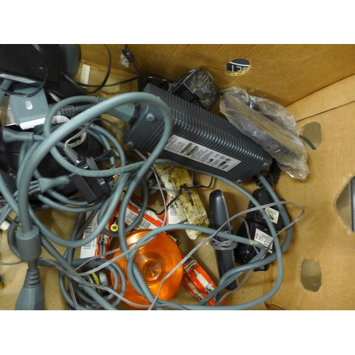 2121 - Xbox 360 with leads and a quantity of electrical items including some car parts