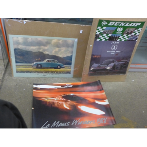 2157 - Three Jaguar posters; Daytona and Le Mans and one other