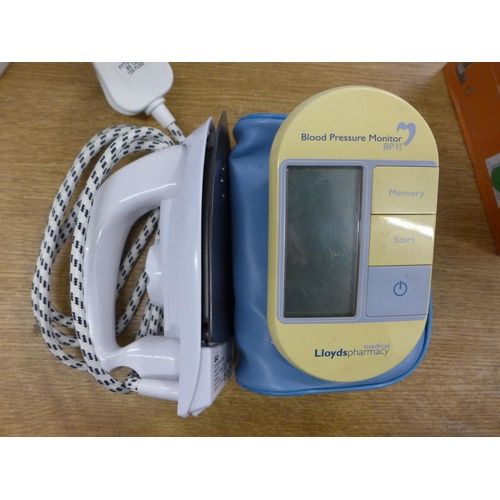 2187 - Miniature portable steam iron, Gigaset C430A telephone system and Omron M2 Basic Intellisense automa... 