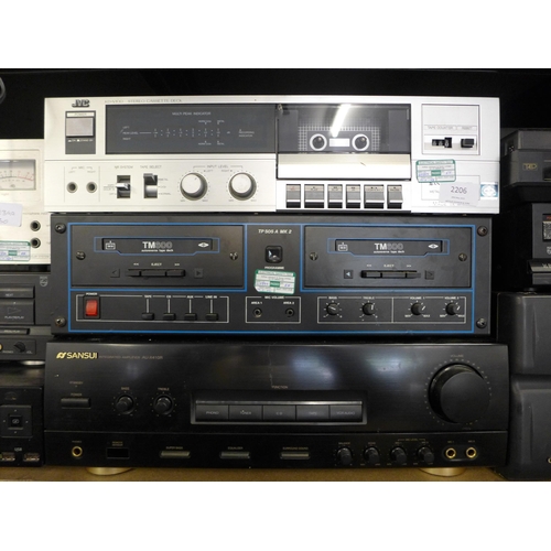 2206 - Stereo bundle: JVC cassette deck KD-V100,double cassette deck TP 505 A MK 2, Sansui integrated ampli... 