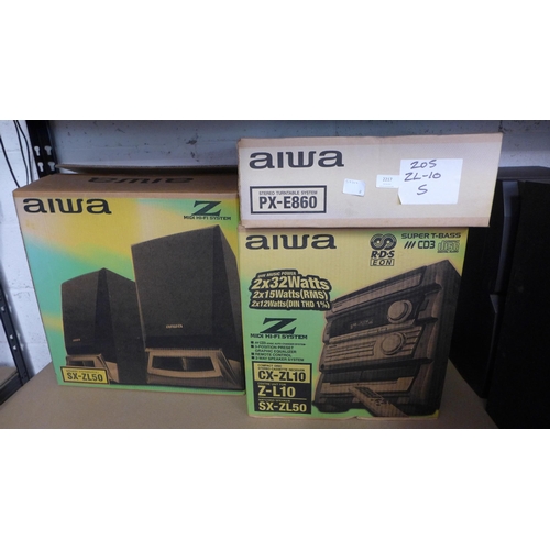 2217 - Aiwa CX-ZL10 & PX-E860 turntable & pair of speakers - all boxed