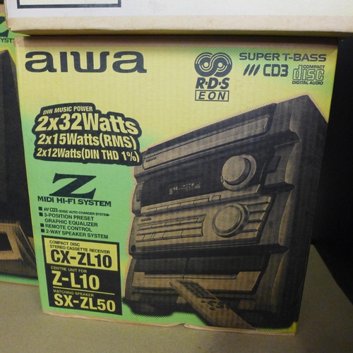 2217 - Aiwa CX-ZL10 & PX-E860 turntable & pair of speakers - all boxed