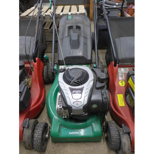 2318 - Four lawn mowers comprising; Qualcast petrol, a Gardenline 575GX and two Mountfield RS100 petrol mow... 