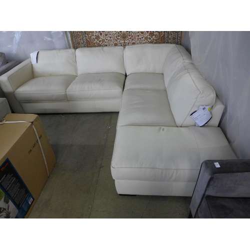 1589 - Natuzzi Two Piece Sectional Cream Leather Sofa (model:- Z348-216&201), original RRP £1916.66 + VAT (... 