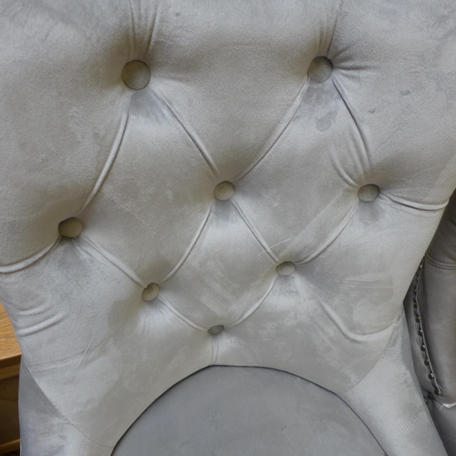 1600 - A grey velvet side chair * this lot is subject to VAT